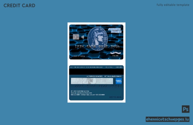 USA New York American Express Blue Bank Kreditkarte – Beispielvorschau